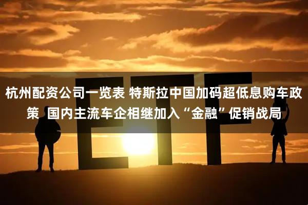 杭州配资公司一览表 特斯拉中国加码超低息购车政策  国内主流车企相继加入“金融”促销战局